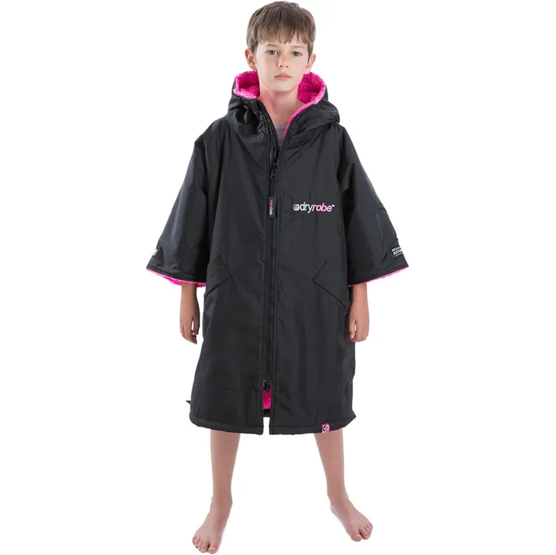 Dryrobe Kids Advance Short Sleeve Change Robe 5-9 yrs V3 Black/Pink-1